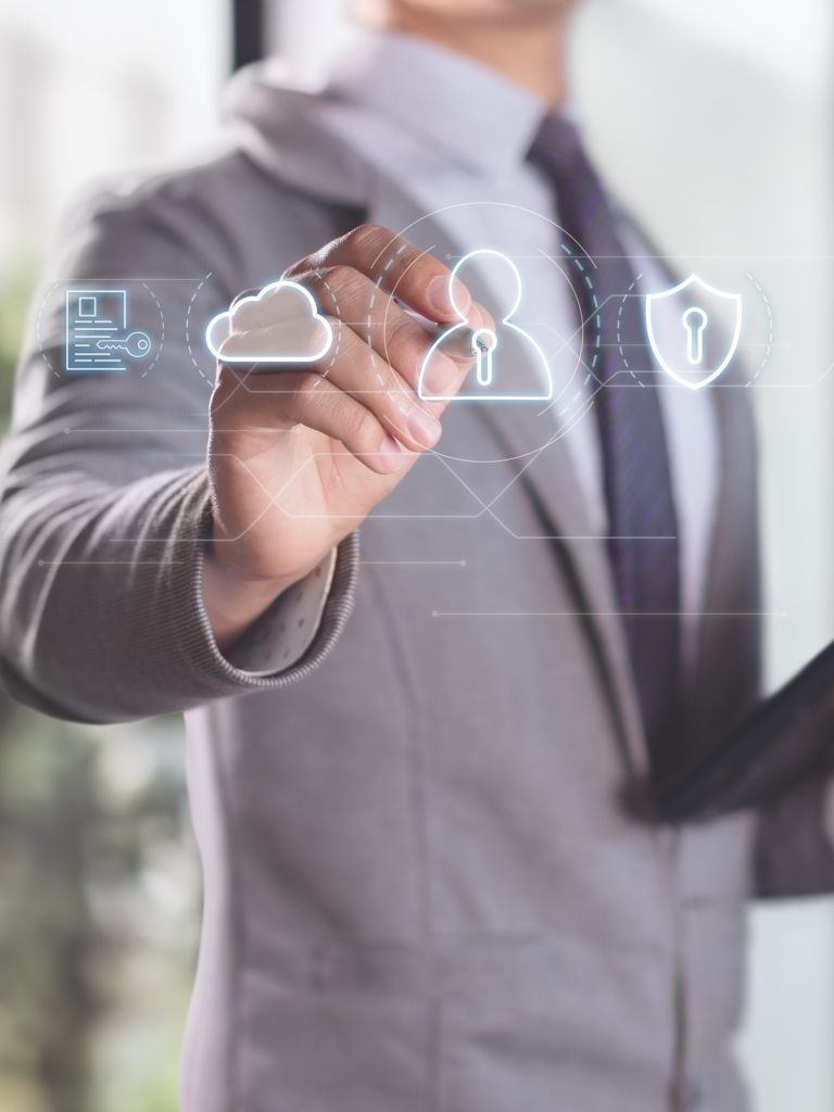 Vertical photo of Encrypted file protection in the cloud. Advanced security for enterprises.